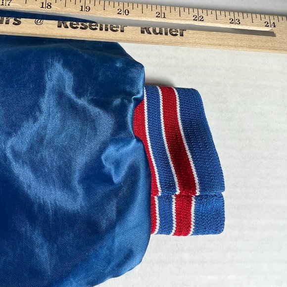 VTG 90s Chalkline NFL New York Giants Satin Jacket Adult Medium Blue Button Snap - Picture 8 of 13